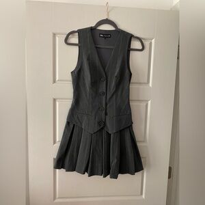 Zara Gray Pinstripe Mini Dress